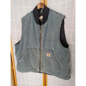 Carhartt Mens Quilted Lined Canvas Workwear Utility Zip Up vest size 2XL